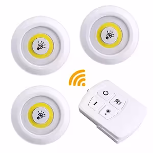 Set of 3 LED Spotlights with Remote – Battery-Powered Indoor Lighting