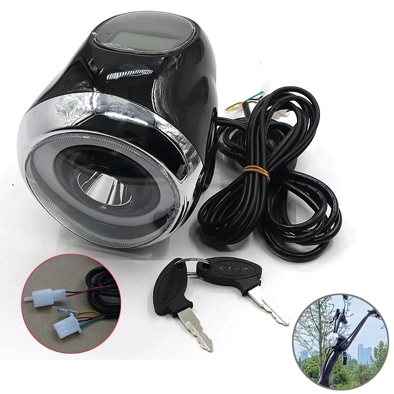 Complete Detail of LED Headlight with LCD Display for Electric Scooters
