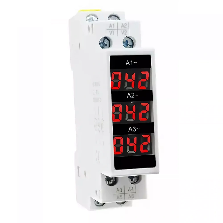 Three-Phase Ammeter Mounted on 35mm DIN Rail, Easy Installation