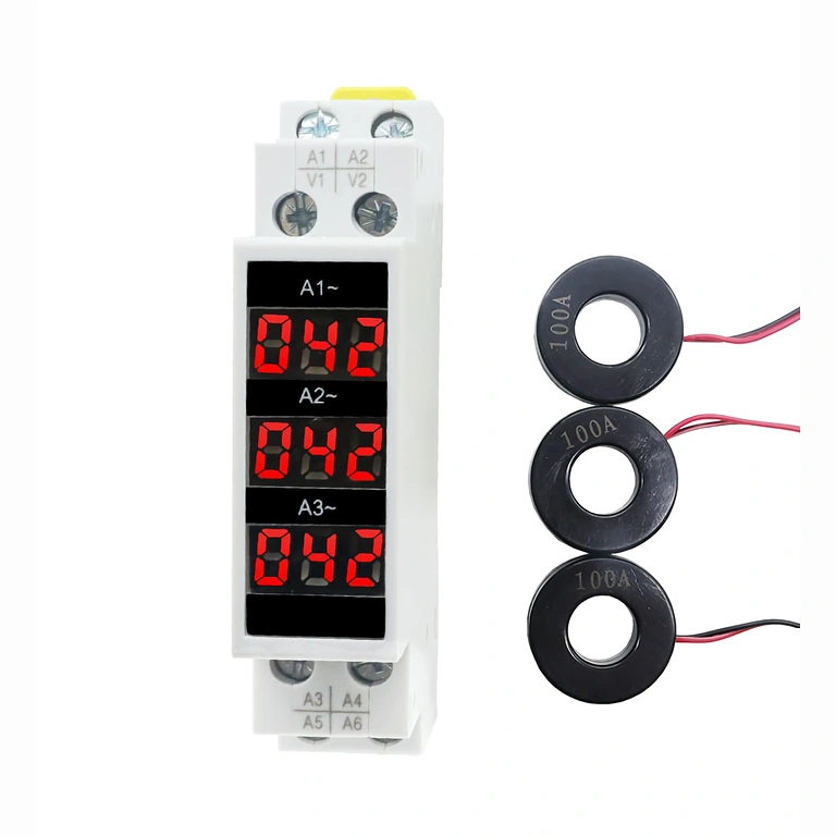 Current Range 1–100A for Three-Phase Ammeter, Ideal for Three-Phase Electrical Systems