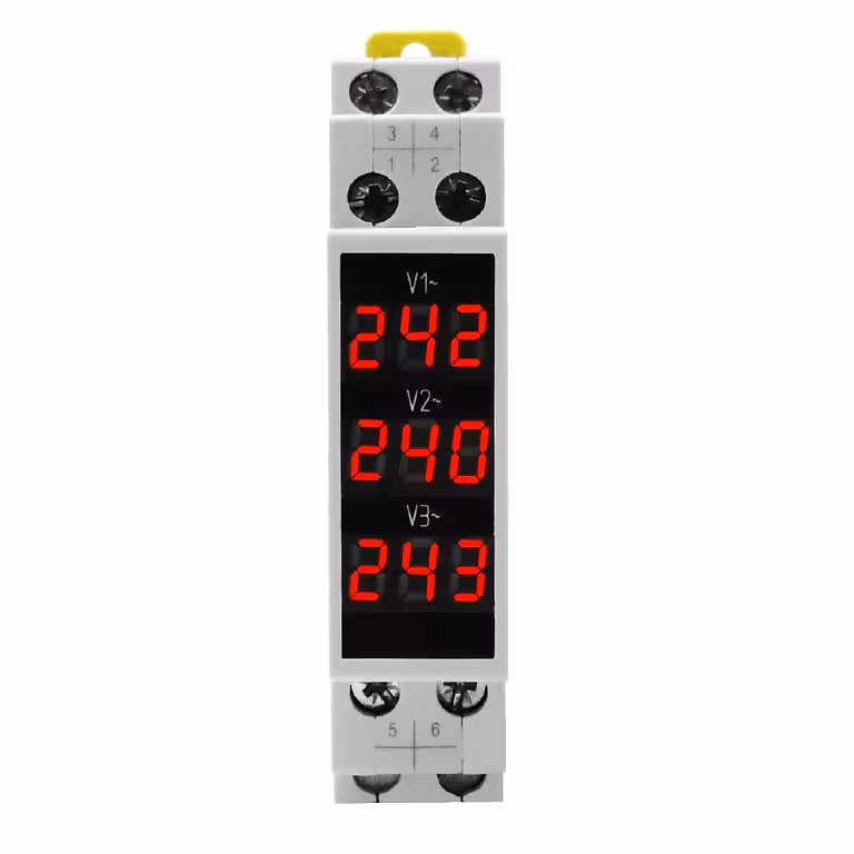 Three-Phase Digital Voltmeter for Electrical Panel – DIN Rail Mount