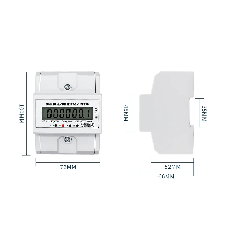Table with Technical Specifications of Three-Phase Digital Meter