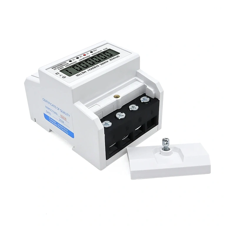 Mounting Three-Phase Digital Meter on DIN Rail in Electrical Panel