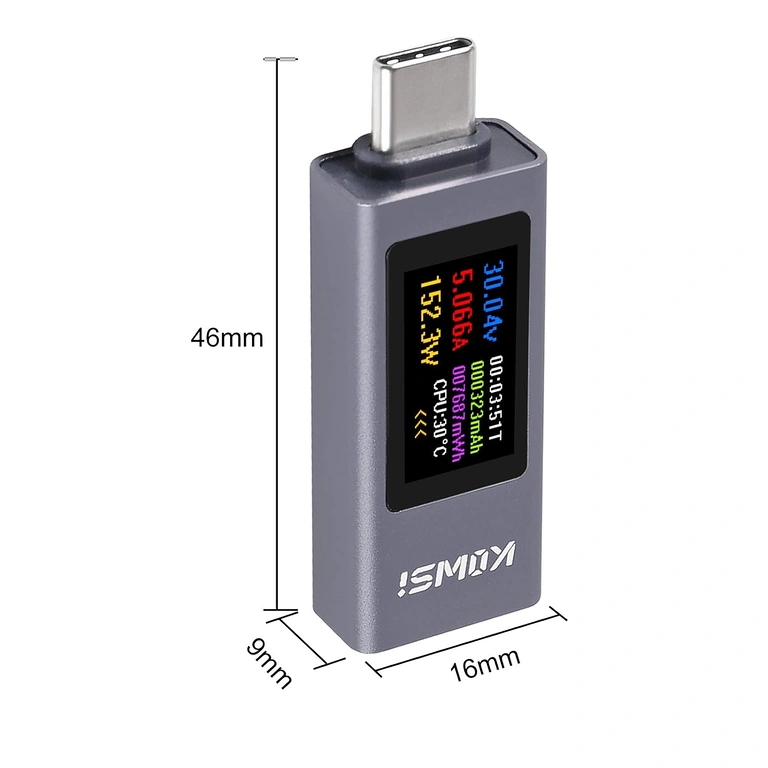 Side Angle KWS-2302C USB C Tester KWS-2302C, Side View