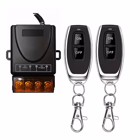 Remote Control Relay 12V–60V 30A – 12V/24V Switch with 2 RF 433MHz Remote Controls