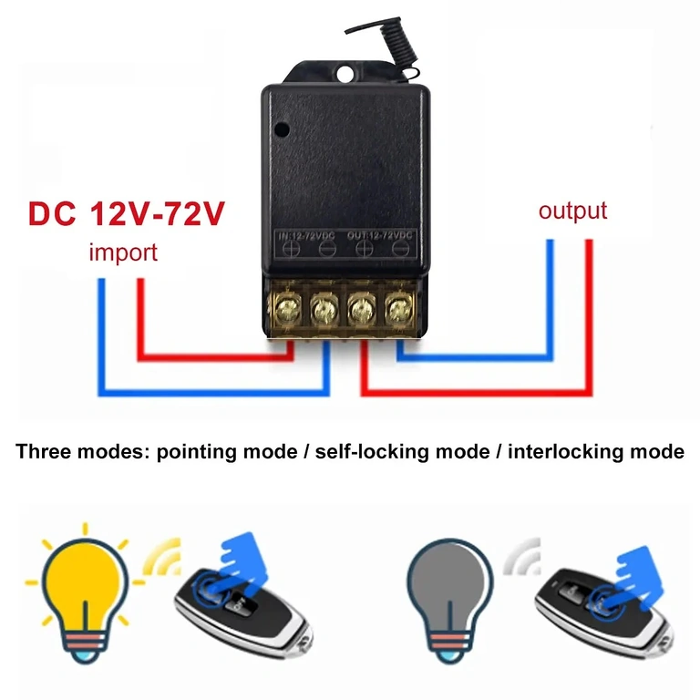 Safe Control of Electrical Devices and Lights with 12V–24V RF Relay