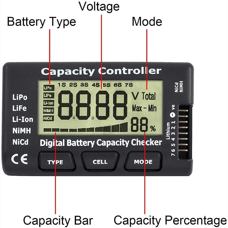 Measurement of Capacity and Voltage for Li-Ion, LiPo, LiFe Batteries