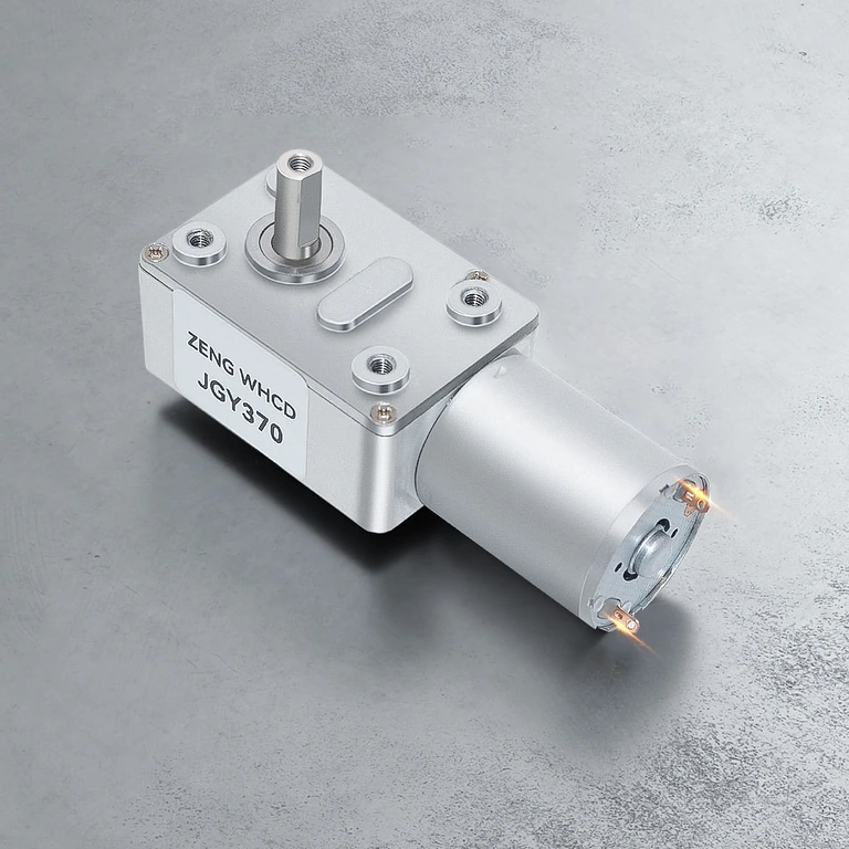 Detail of Hard Steel D-Profile Shaft on 12V Gear Motor