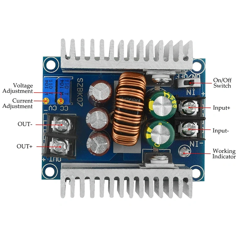 Wiring Diagram for 20A 300W Step-Down Module Input and Output