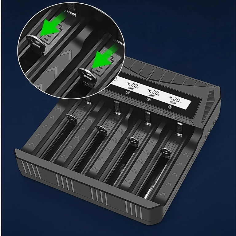 4-Slot Battery Charger – Top View