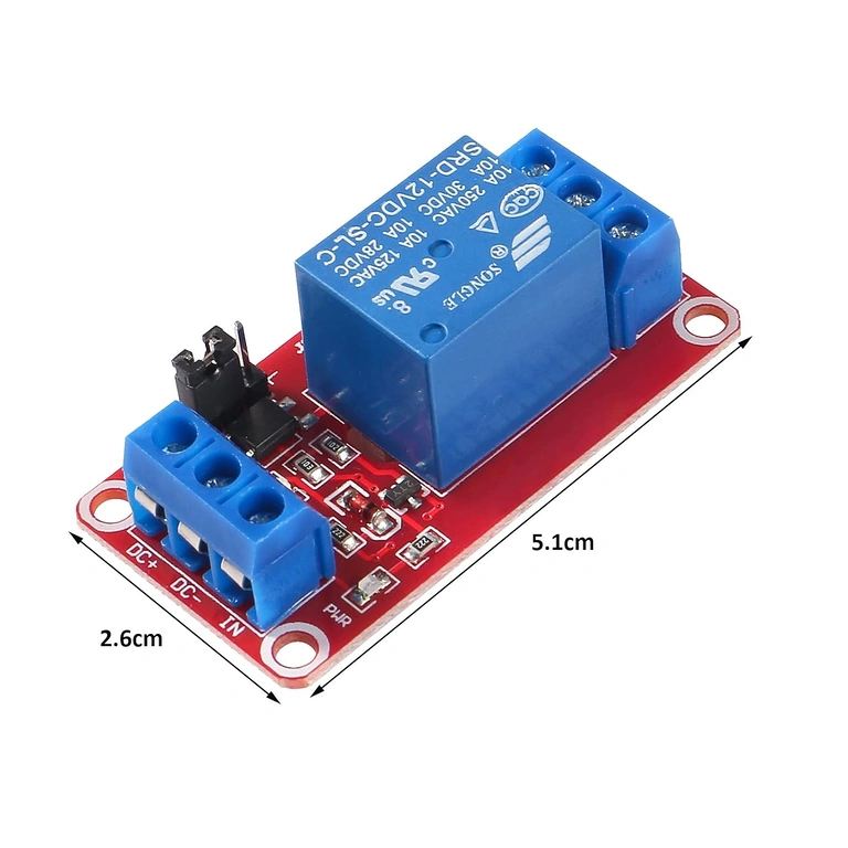 Dimension Diagram of 1-Channel Relay Module for 5V and 12V