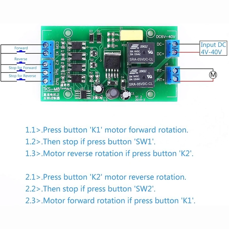 Wiring Diagram for Forward/Reverse DC Motor Controller