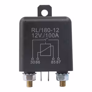 12V 100A Automotive Relay, Front View, Control and Load Pins Visible