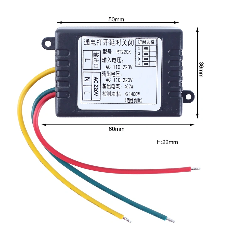 Dimensions of Mechanical/Analog Time Relay Module 1–480 min, AC 110–220V 10A