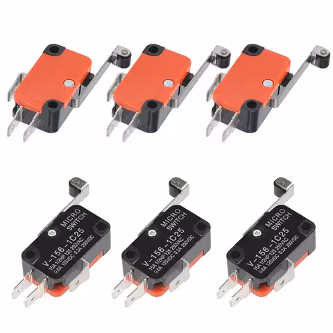 Set of 6 – Limit Switch with Roller and Long Lever (Endstop) – Industrial Micro Switch 15A AC/DC