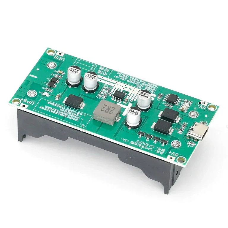 Mini UPS Module Connected with 2 × 18650 Batteries, Ready for Uninterrupted Power