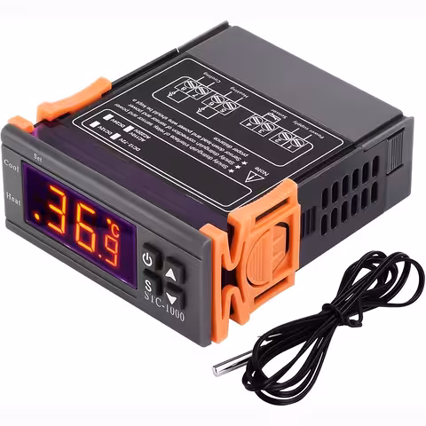 Digital Temperature Controller 220V/230V – STC1000 Electronic Thermostat with NTC Sensor and Dual Relay