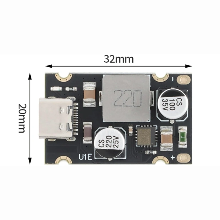 Dimensions of USB-C PD 65W Module 20x20 mm
