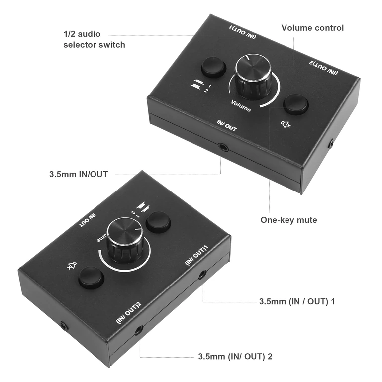 Stereo Audio Switch Connected to Active Speakers for HiFi Playback