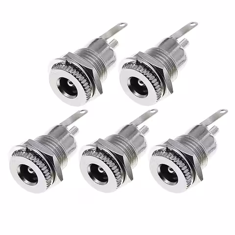 Set of 5 – DC Power Jack 12V 5.5mm x 2.1mm – Female Connector