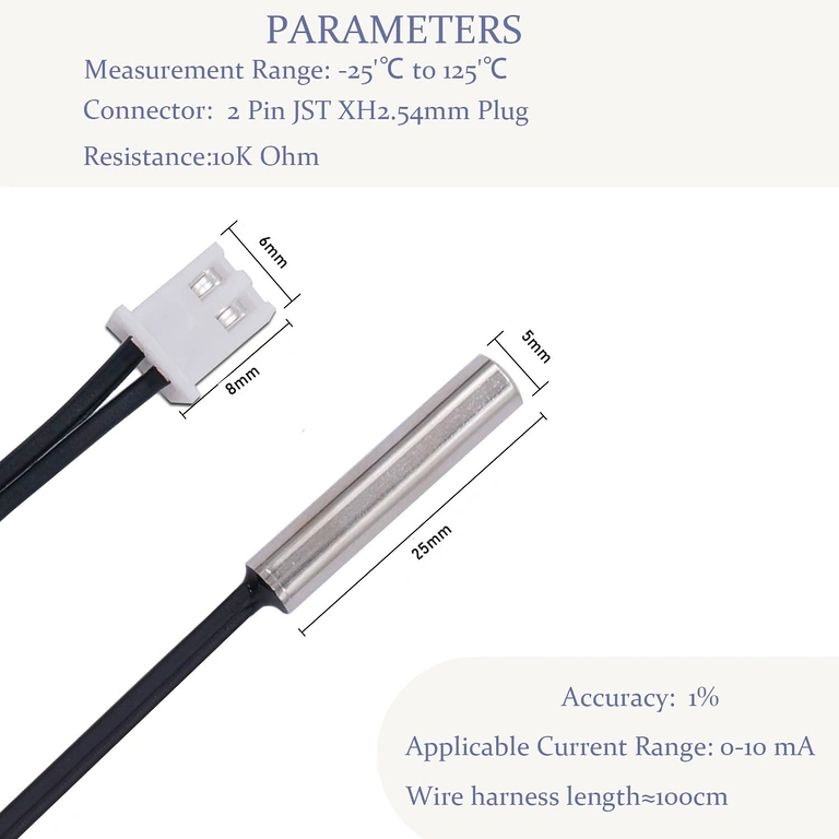 Set of 4 NTC 10K Sensors for Thermal Automation