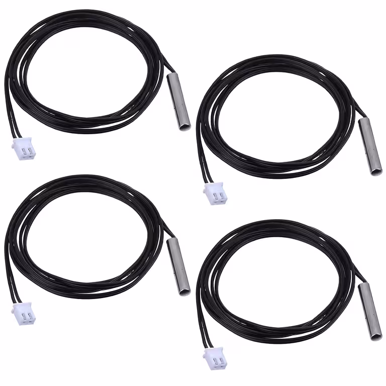 Set of 4 NTC Probe Sensors 10K – Temperature Sensors for Boiler, Heating System, AC and Arduino