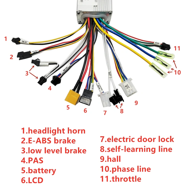 1000W controller cables and connections Cables and connections of TF100 controller for 1000W electric scooter