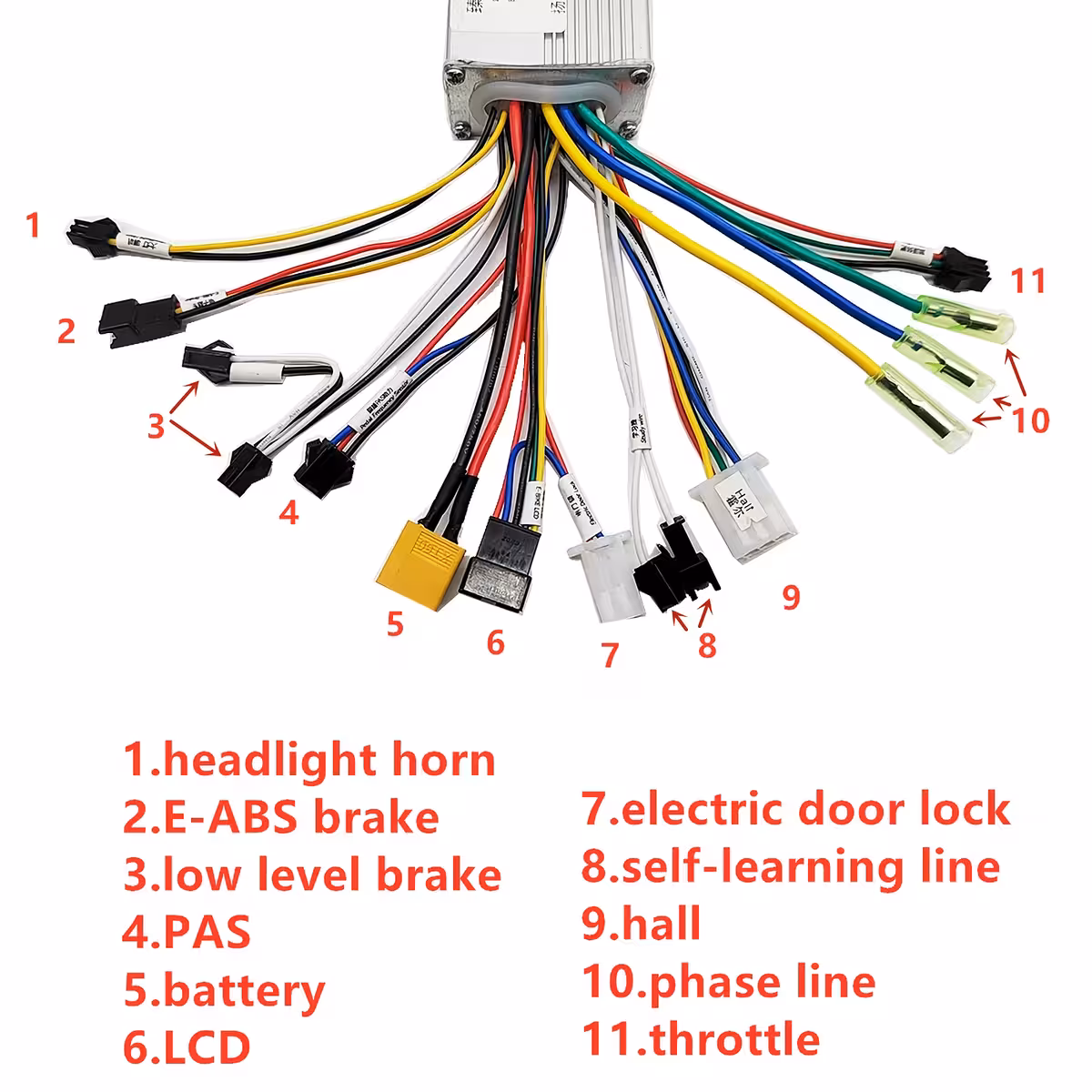 Cables and connections of TF100 controller for 1000W electric scooter