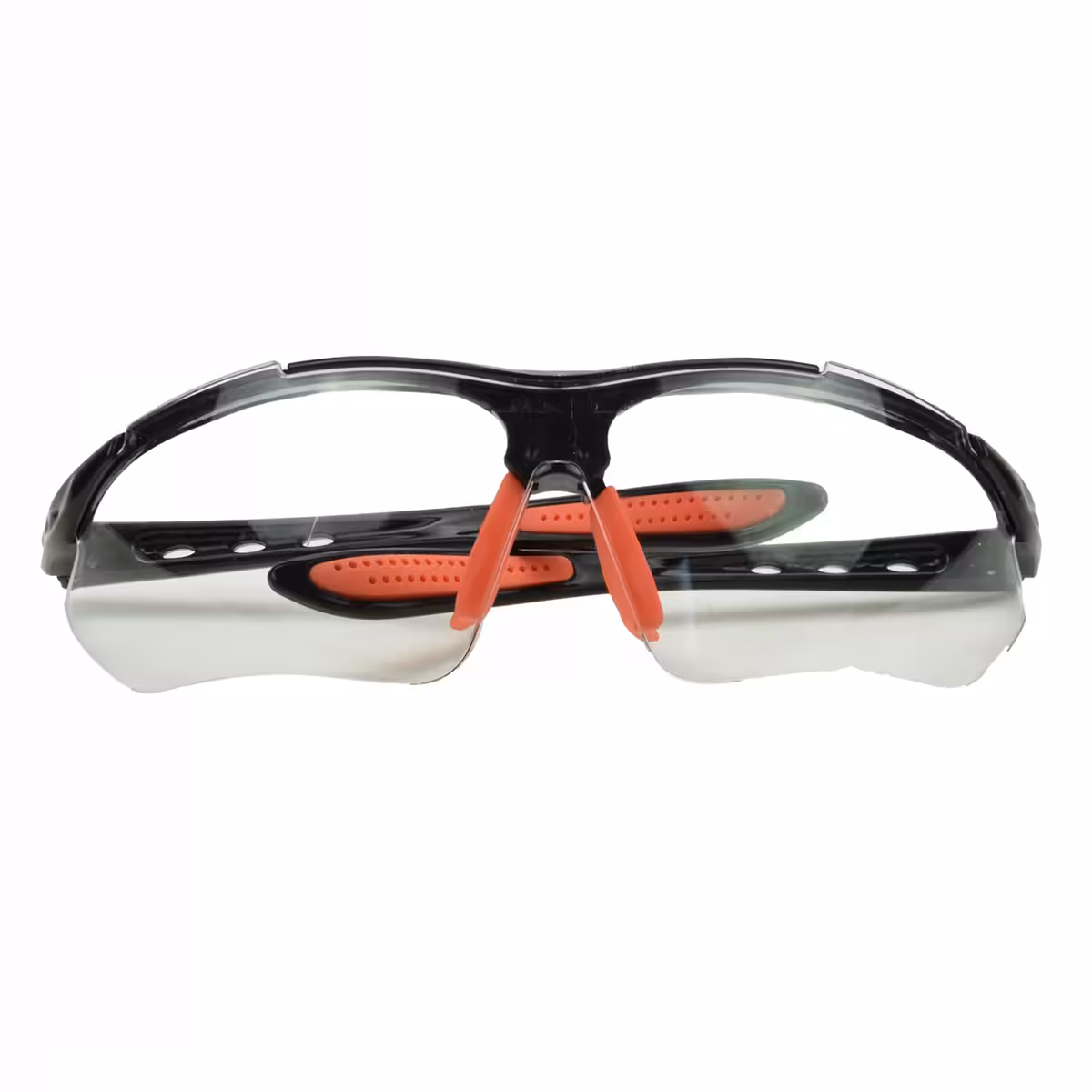 Close-up of nose pads and temple tips on cycling glasses