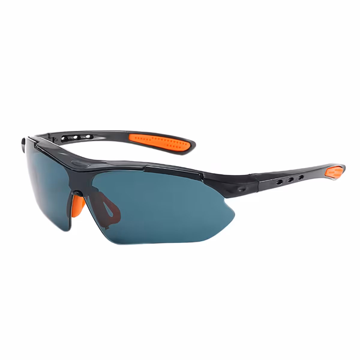 Running glasses with smoked lens and wrap-around design